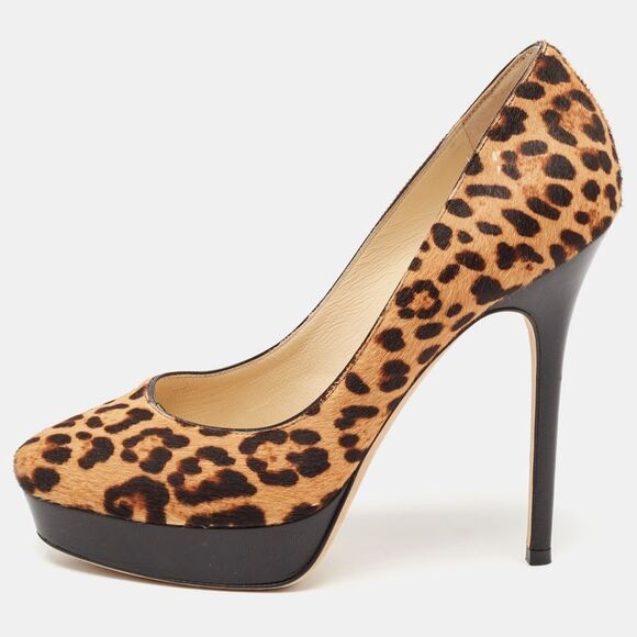 Jimmy Choo Brown/beige Calf Hair And Leather Cosmic Platform Pumps Size 37.5,New Products : American Fashion Style Bags On Sale